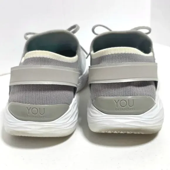 Skechers You Inspire Slip-On Walking Shoe Sneaker Womens 8.5 Gray Faux Lace Up - Picture 6 of 15